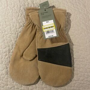 NWT Men's Mixed Leather Dress Pig Suede Mittens - Goodfellow & Co Tan M/L